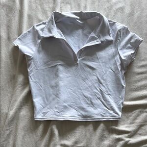 Classic White Polo Crop Top